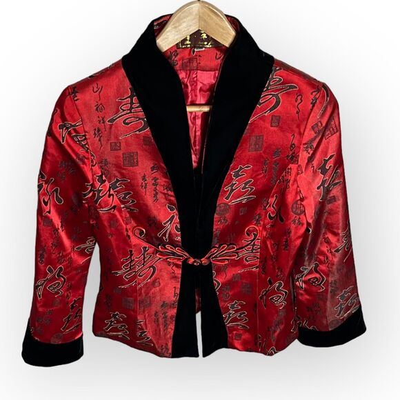 Elegant Red and Black Women's Jacket - Picture 5 of 15